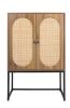 2 Door high cabinet, rattan, Built-in adjustable shelf, Easy Assembly, Free Standing Cabinet for Living Room Bedroom