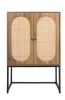 2 Door high cabinet, rattan, Built-in adjustable shelf, Easy Assembly, Free Standing Cabinet for Living Room Bedroom